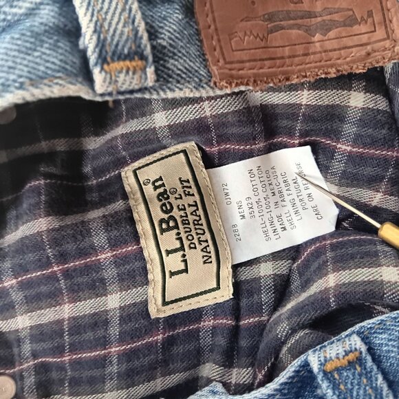 35x29 Vintage L.L. Bean Mens Flannel Lined Jeans Straight Fit Denim 1990's Mex - Picture 7 of 7